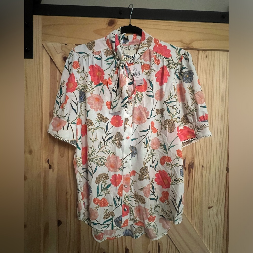 NWT KATE SPADE BLOOM NECK TIE BLOUSE